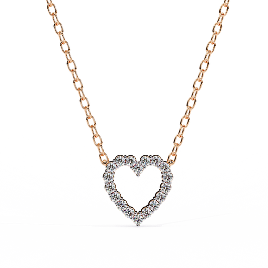 0.40 CTW Open Heart Lab-Grown Diamond Necklace in 14K Gold & Platinum — product image 2