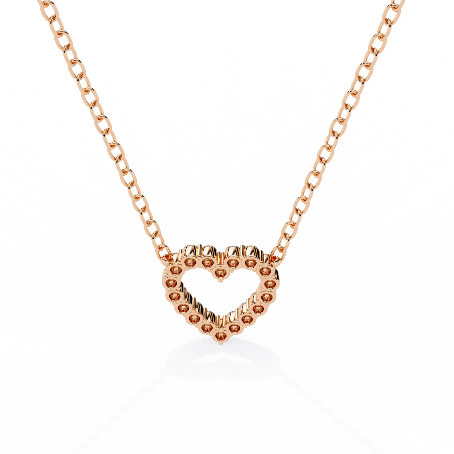 0.40 CTW Open Heart Lab-Grown Diamond Necklace in 14K Gold & Platinum