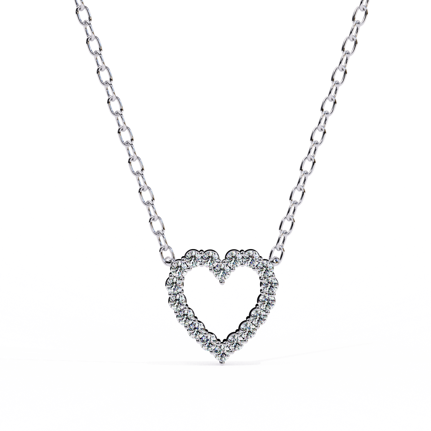 0.40 CTW Open Heart Lab-Grown Diamond Necklace in 14K Gold & Platinum
