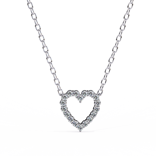 0.40 CTW Open Heart Lab-Grown Diamond Necklace in 14K Gold & Platinum