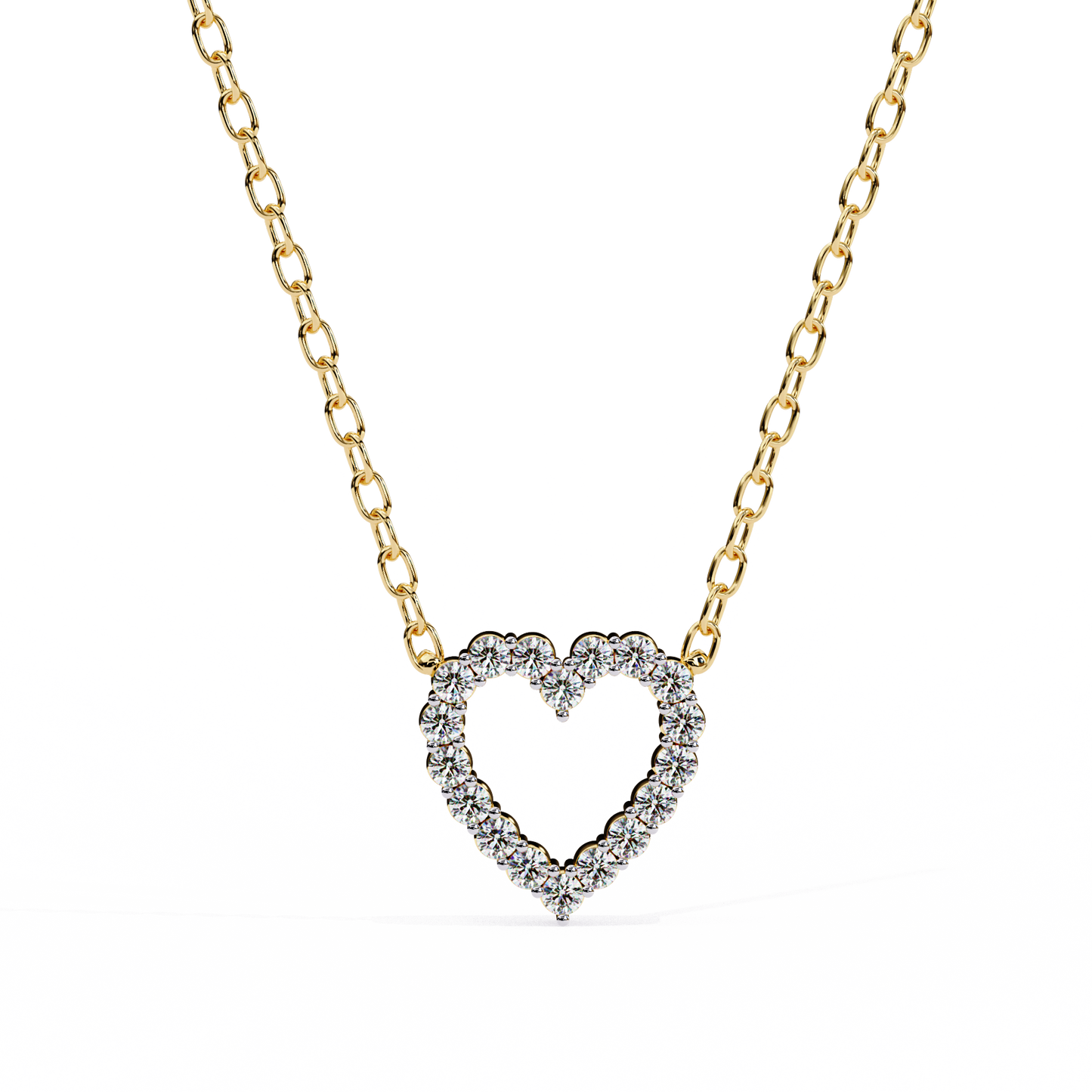 0.40 CTW Open Heart Lab-Grown Diamond Necklace in 14K Gold & Platinum