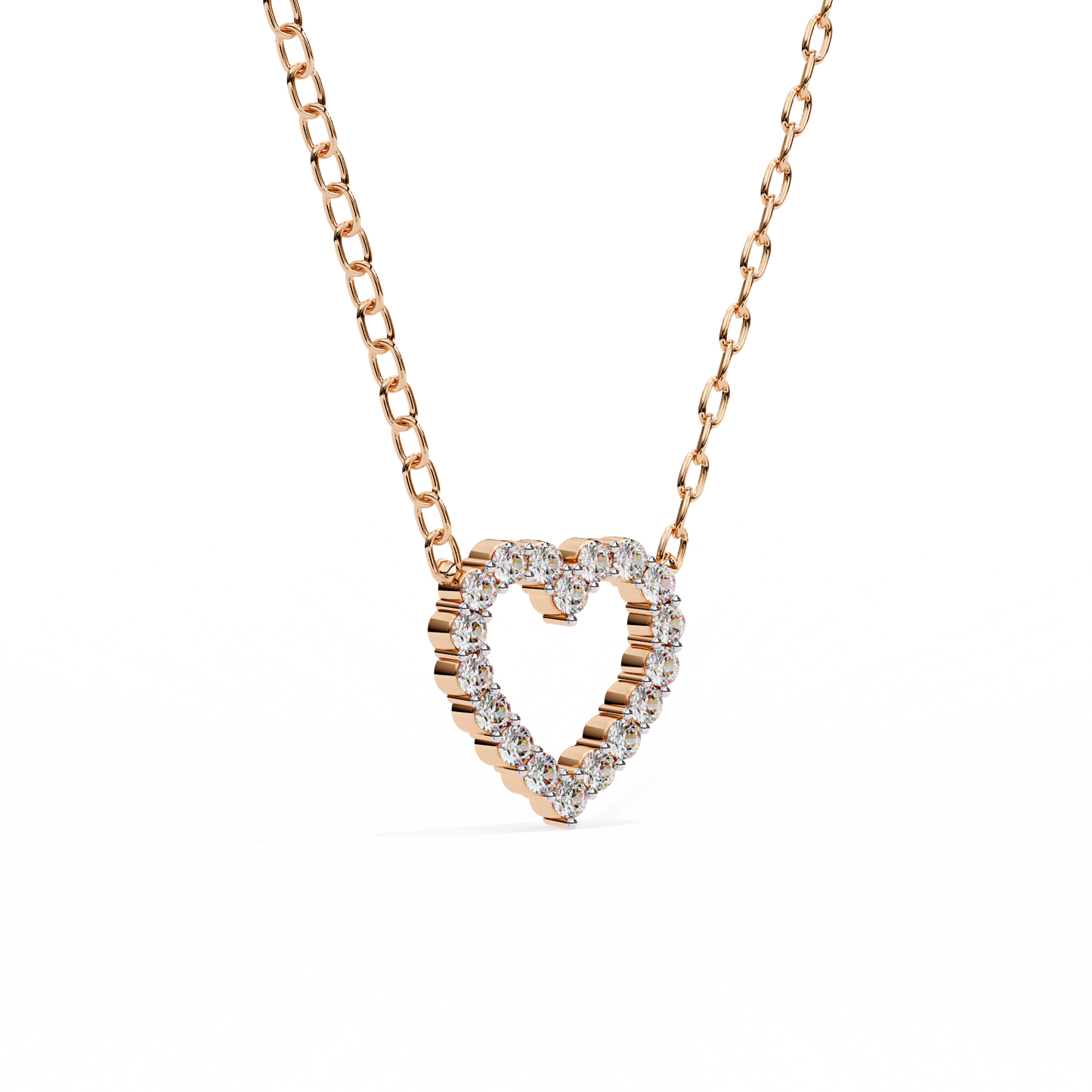 0.40 CTW Open Heart Lab-Grown Diamond Necklace in 14K Gold & Platinum