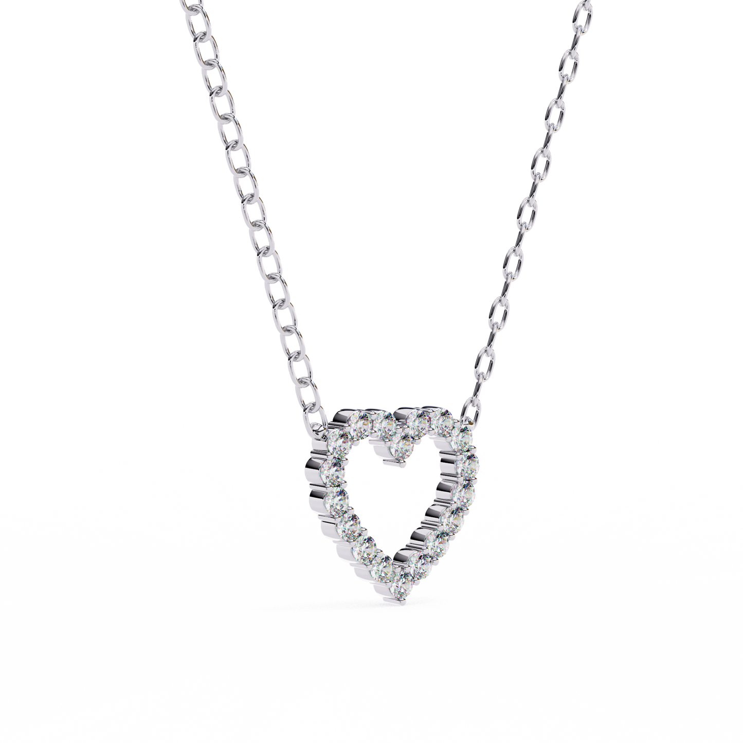 0.40 CTW Open Heart Lab-Grown Diamond Necklace in 14K Gold & Platinum