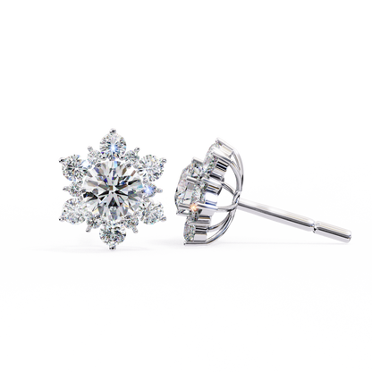 0.72 CTW Round Lab-Grown Diamond Floral Cluster Stud Earrings in 14K Gold