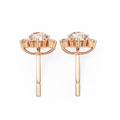 0.72 CTW Round Lab-Grown Diamond Floral Cluster Stud Earrings in 14K Gold