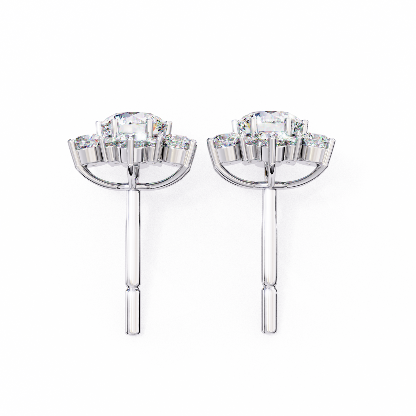 0.72 CTW Round Lab-Grown Diamond Floral Cluster Stud Earrings in 14K Gold