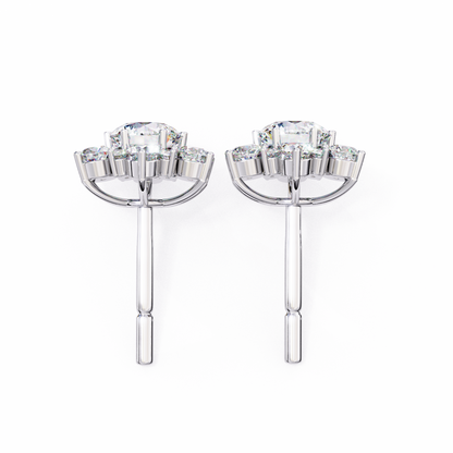 0.72 CTW Round Lab-Grown Diamond Floral Cluster Stud Earrings in 14K Gold