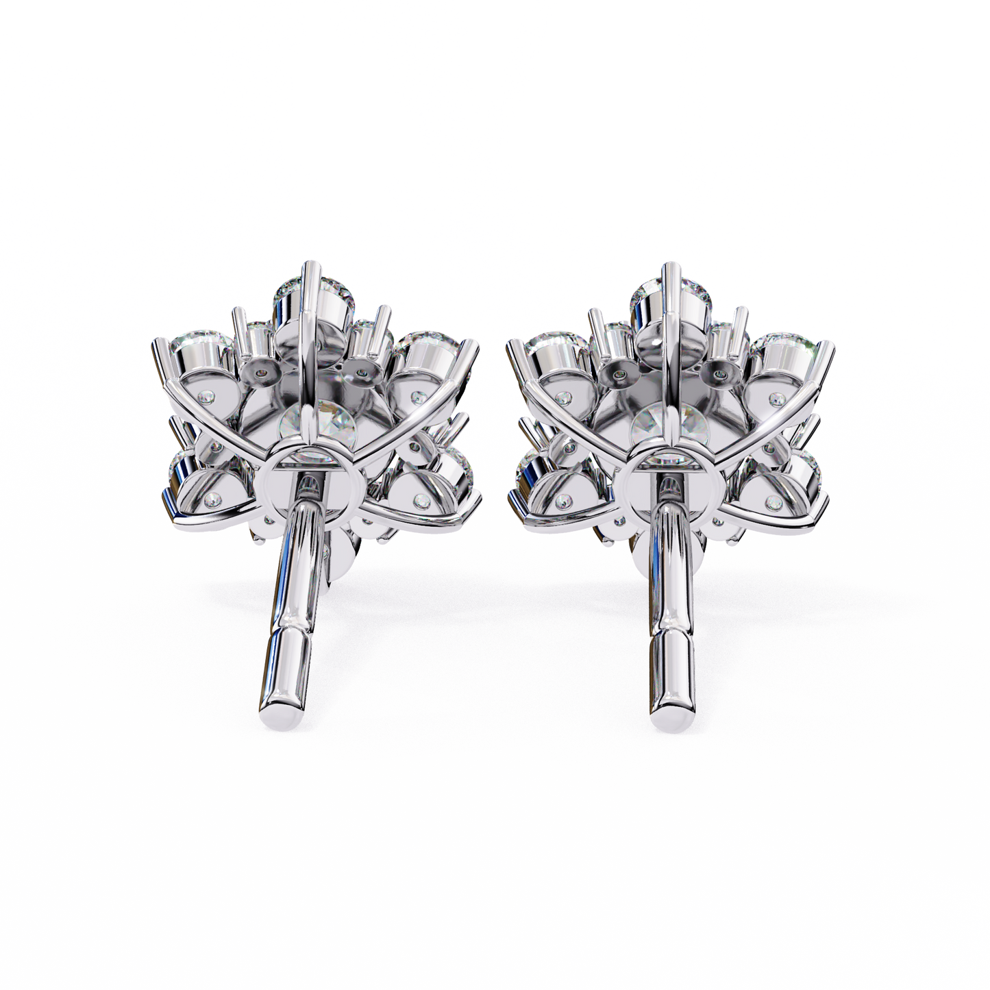 0.72 CTW Round Lab-Grown Diamond Floral Cluster Stud Earrings in 14K Gold