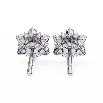 0.72 CTW Round Lab-Grown Diamond Floral Cluster Stud Earrings in 14K Gold