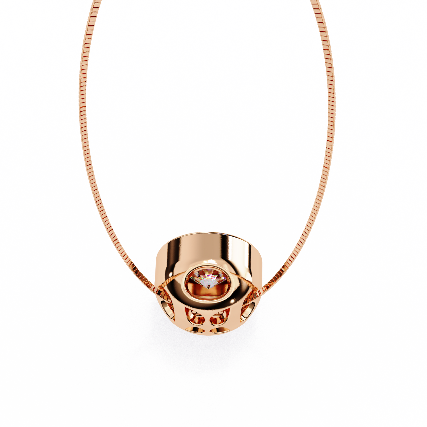 0.30 CT Round Lab-Grown Diamond Halo Disc Necklace in 14K Gold & Platinum
