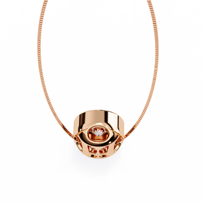 0.30 CT Round Lab-Grown Diamond Halo Disc Necklace in 14K Gold & Platinum
