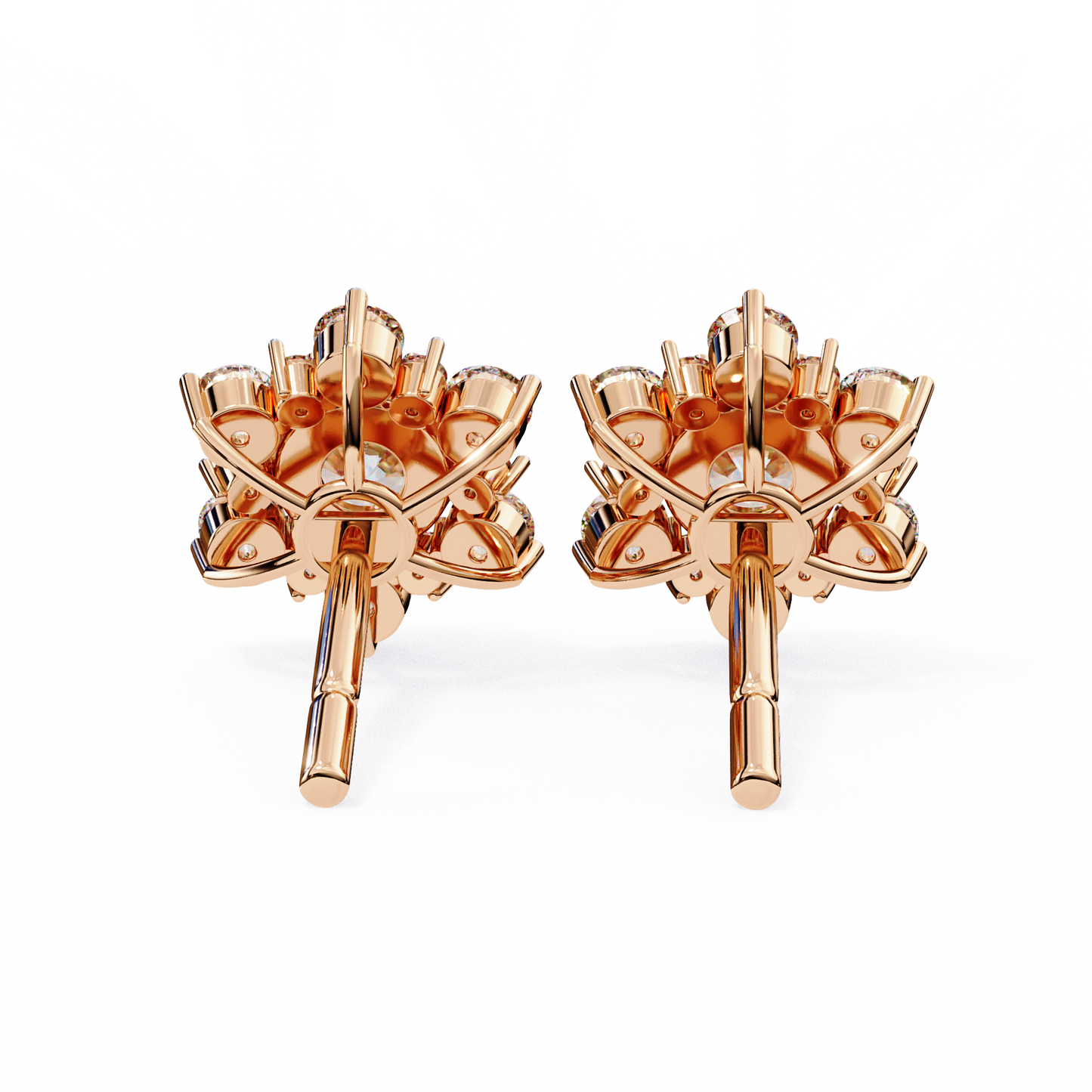 0.72 CTW Round Lab-Grown Diamond Floral Cluster Stud Earrings in 14K Gold