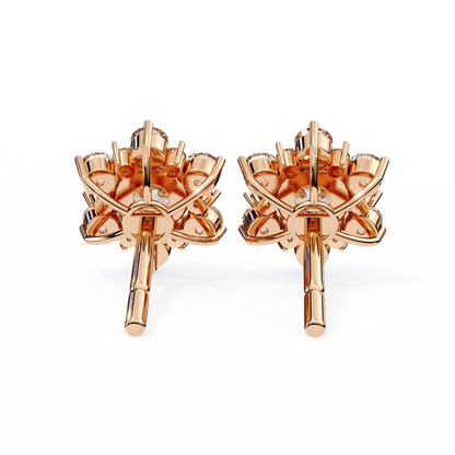 0.72 CTW Round Lab-Grown Diamond Floral Cluster Stud Earrings in 14K Gold