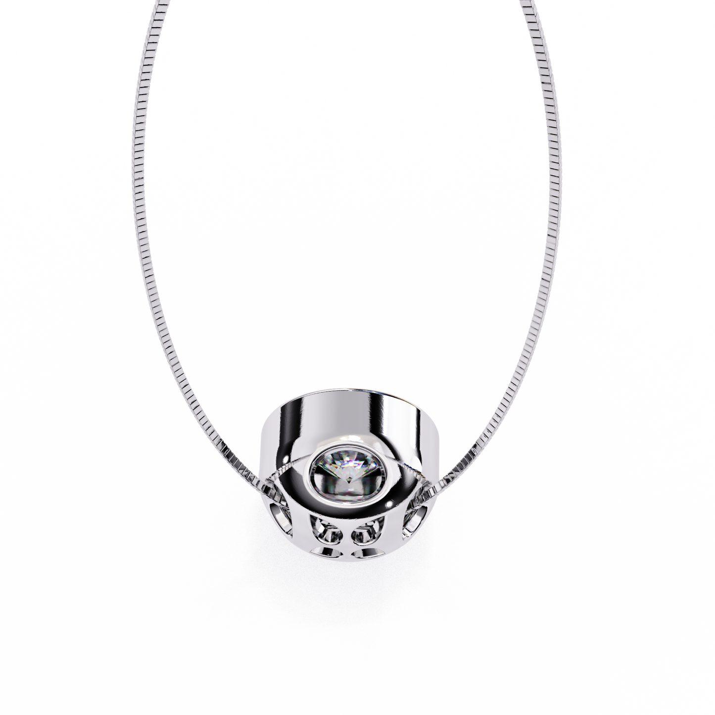 0.30 CT Round Lab-Grown Diamond Halo Disc Necklace in 14K Gold & Platinum