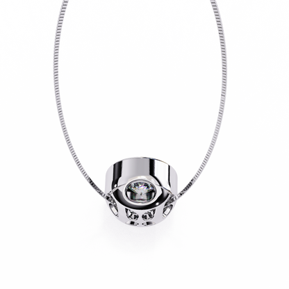 0.30 CT Round Lab-Grown Diamond Halo Disc Necklace in 14K Gold & Platinum