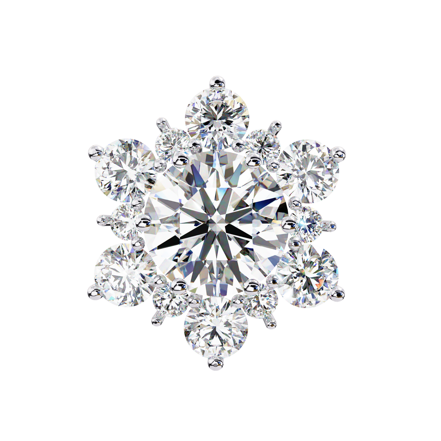 0.72 CTW Round Lab-Grown Diamond Floral Cluster Stud Earrings in 14K Gold