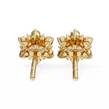 0.72 CTW Round Lab-Grown Diamond Floral Cluster Stud Earrings in 14K Gold