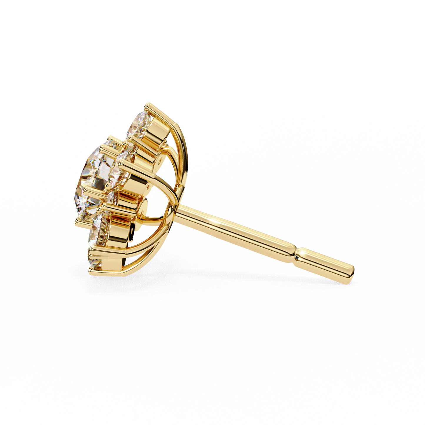 0.72 CTW Round Lab-Grown Diamond Floral Cluster Stud Earrings in 14K Gold