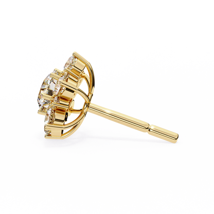 0.72 CTW Round Lab-Grown Diamond Floral Cluster Stud Earrings in 14K Gold
