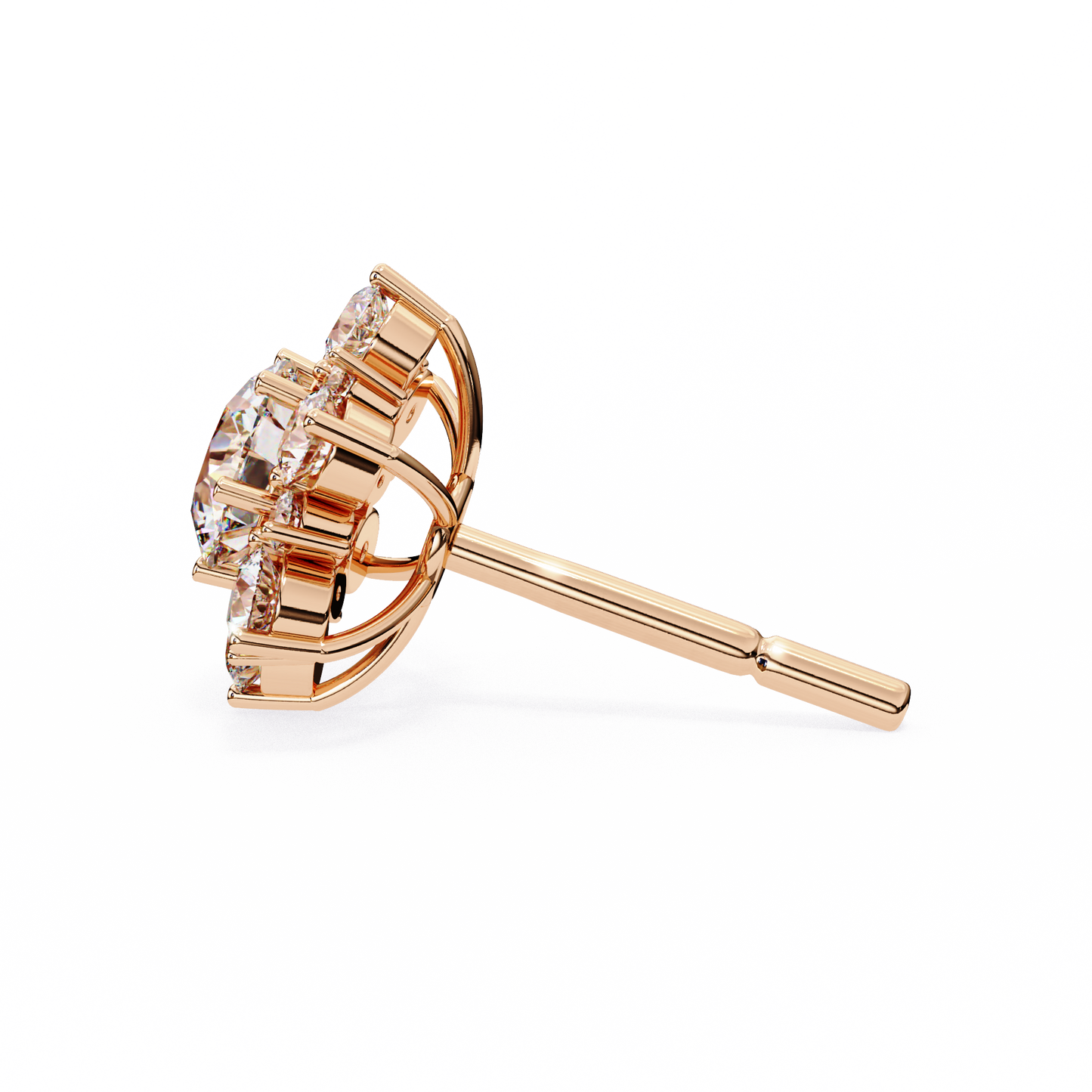 0.72 CTW Round Lab-Grown Diamond Floral Cluster Stud Earrings in 14K Gold
