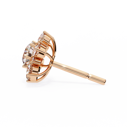 0.72 CTW Round Lab-Grown Diamond Floral Cluster Stud Earrings in 14K Gold