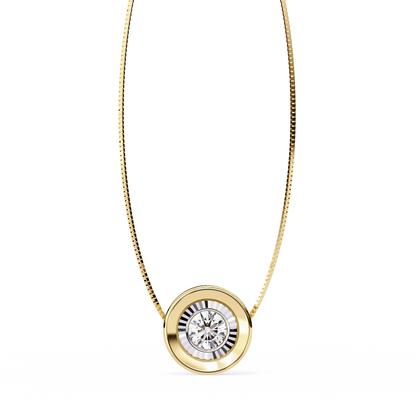 0.30 CT Round Lab-Grown Diamond Halo Disc Necklace in 14K Gold & Platinum