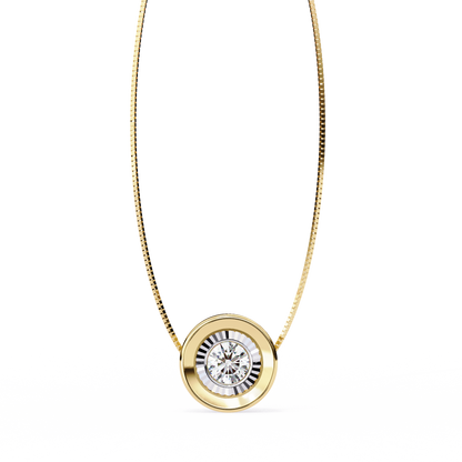0.30 CT Round Lab-Grown Diamond Halo Disc Necklace in 14K Gold & Platinum