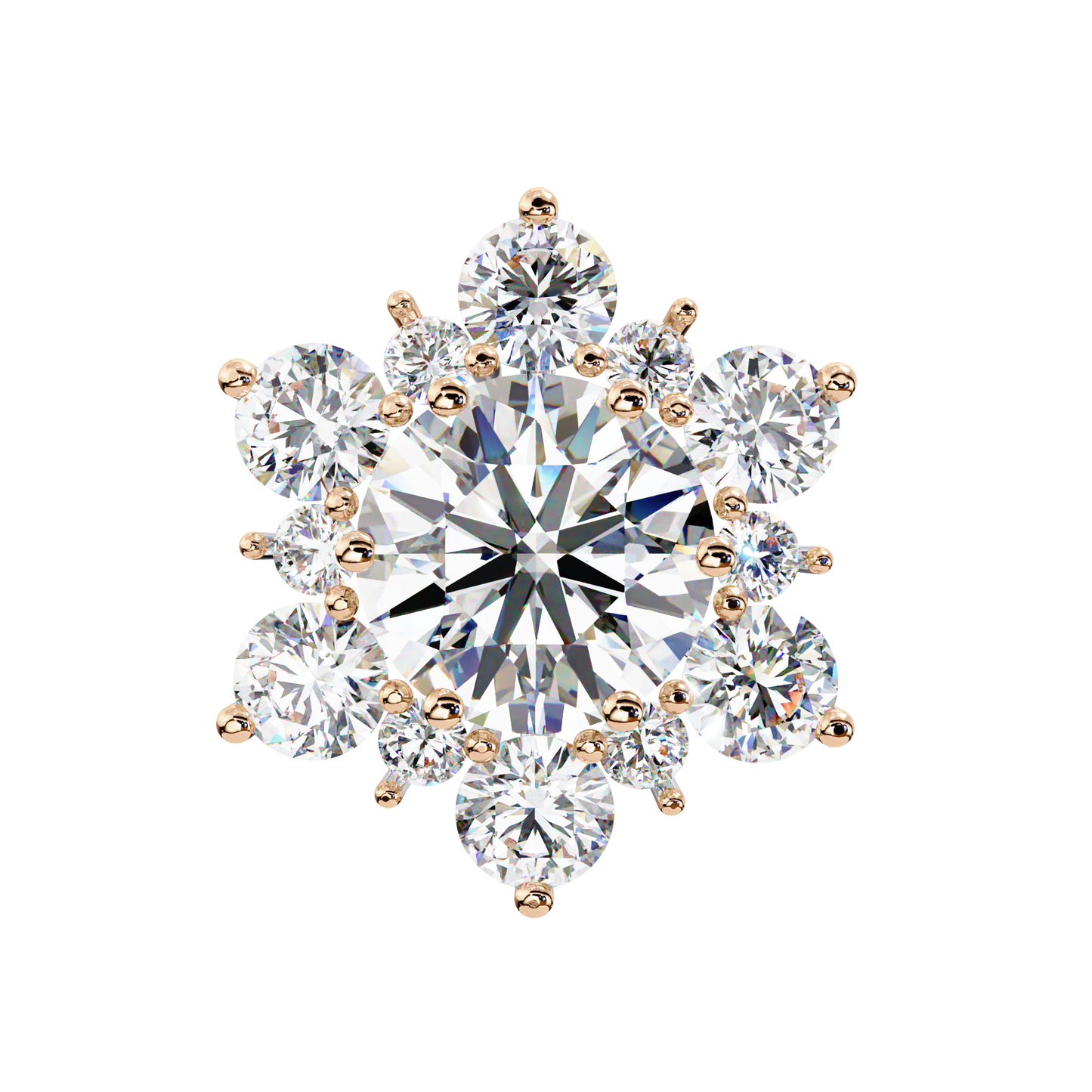 0.72 CTW Round Lab-Grown Diamond Floral Cluster Stud Earrings in 14K Gold