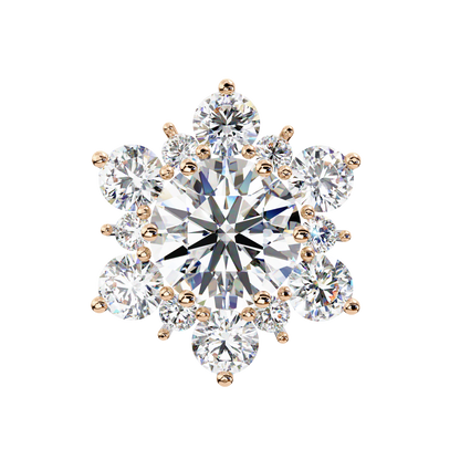0.72 CTW Round Lab-Grown Diamond Floral Cluster Stud Earrings in 14K Gold