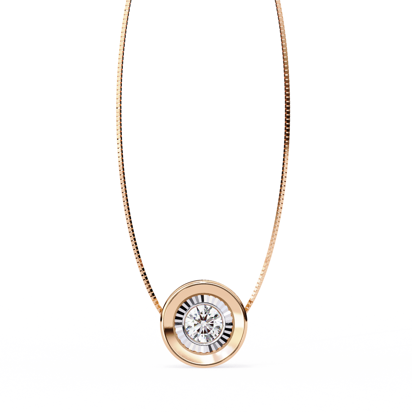 0.30 CT Round Lab-Grown Diamond Halo Disc Necklace in 14K Gold & Platinum