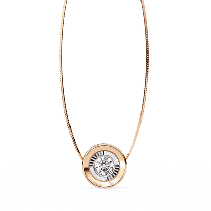 0.30 CT Round Lab-Grown Diamond Halo Disc Necklace in 14K Gold & Platinum
