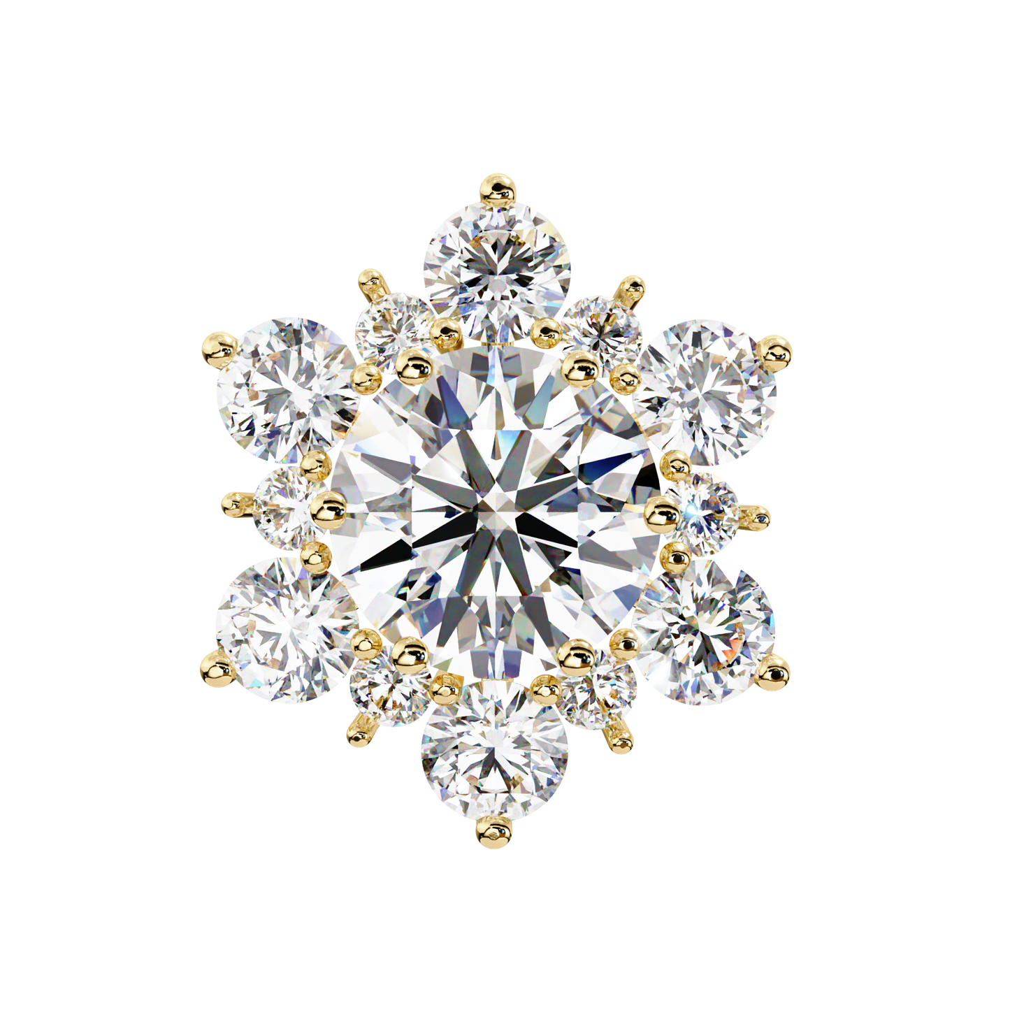 0.72 CTW Round Lab-Grown Diamond Floral Cluster Stud Earrings in 14K Gold