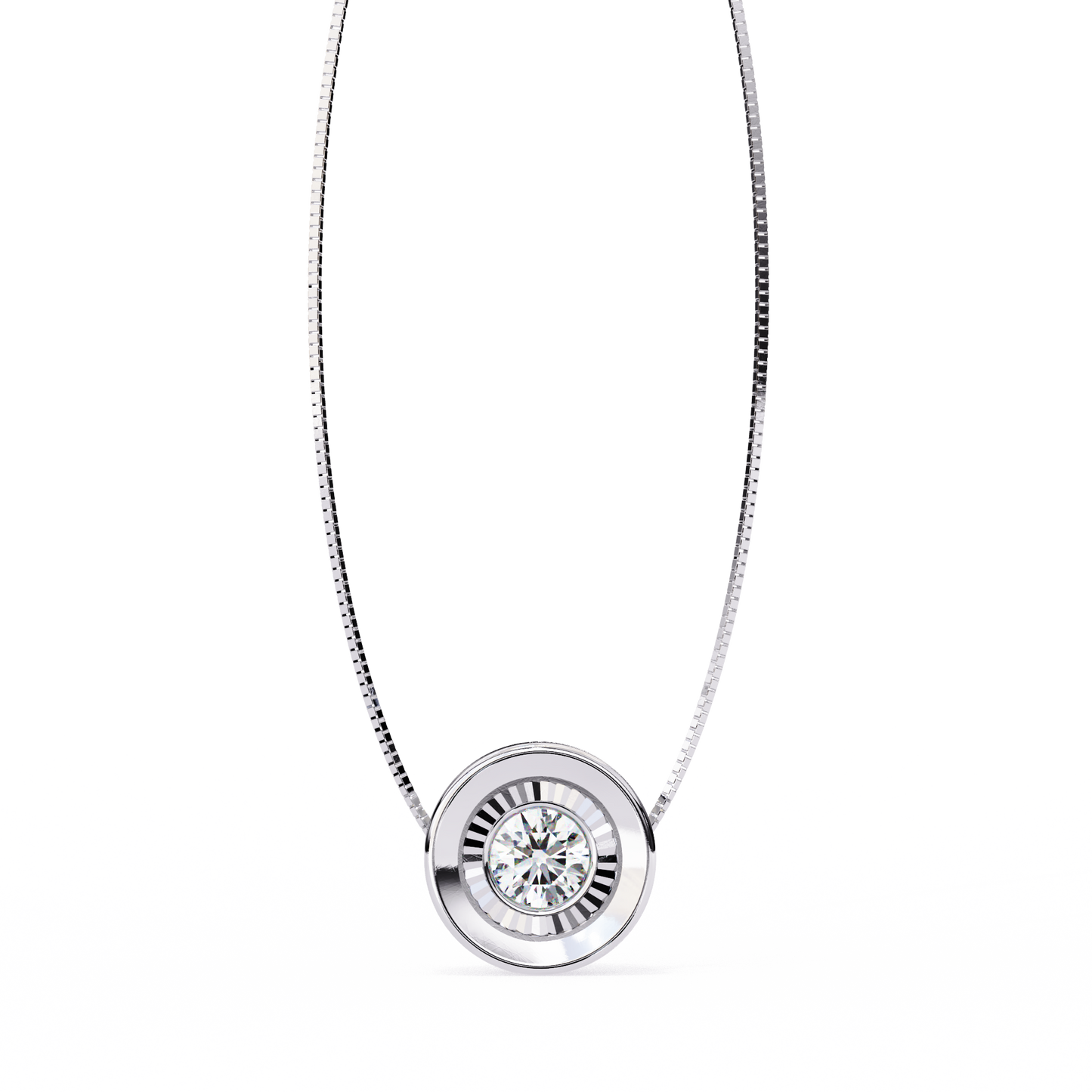 0.30 CT Round Lab-Grown Diamond Halo Disc Necklace in 14K Gold & Platinum
