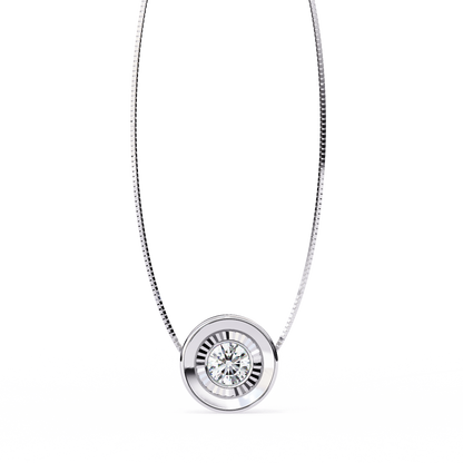 0.30 CT Round Lab-Grown Diamond Halo Disc Necklace in 14K Gold & Platinum