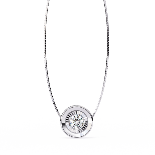 0.30 CT Round Lab-Grown Diamond Halo Disc Necklace in 14K Gold & Platinum