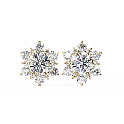0.72 CTW Round Lab-Grown Diamond Floral Cluster Stud Earrings in 14K Gold