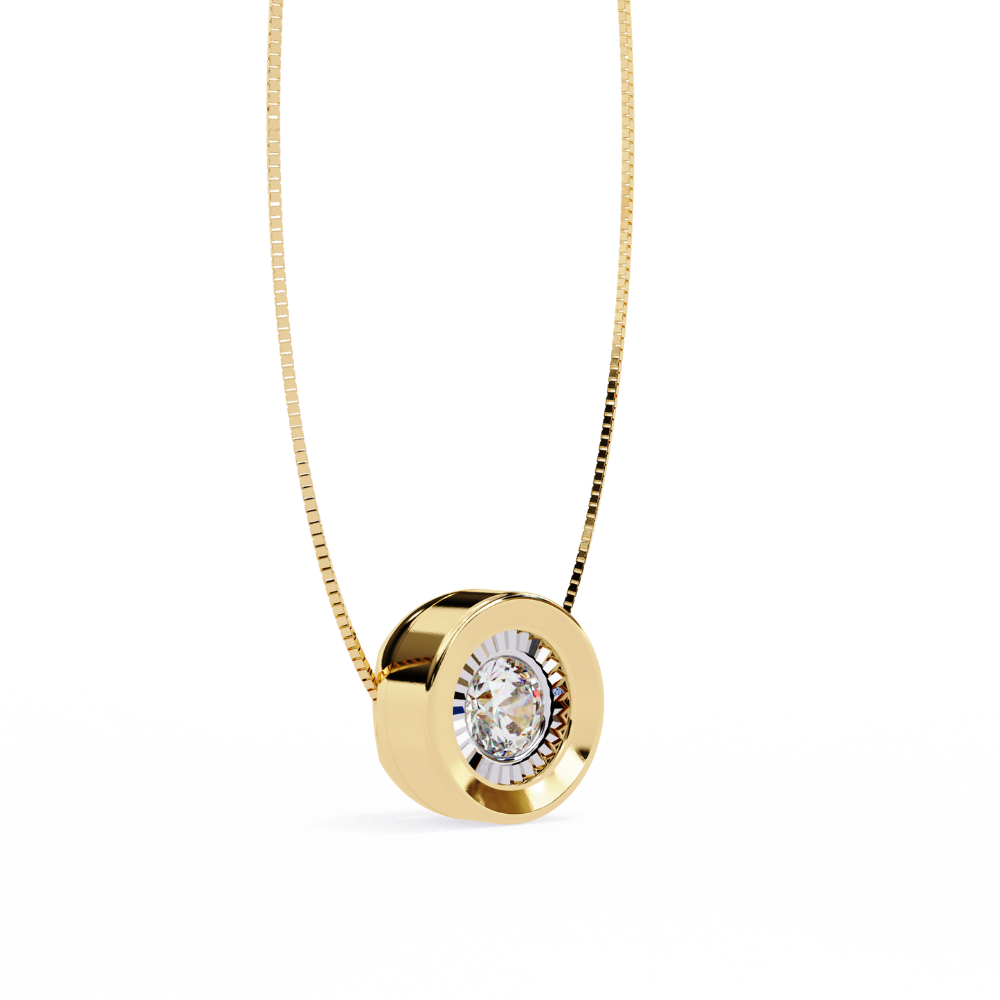 0.30 CT Round Lab-Grown Diamond Halo Disc Necklace in 14K Gold & Platinum
