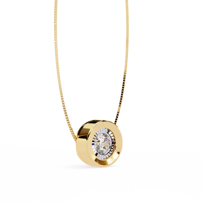 0.30 CT Round Lab-Grown Diamond Halo Disc Necklace in 14K Gold & Platinum
