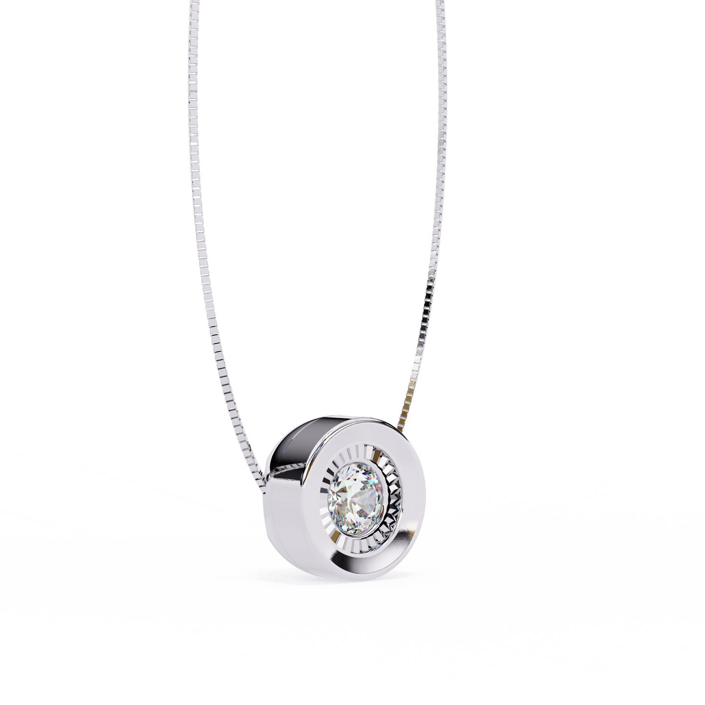 0.30 CT Round Lab-Grown Diamond Halo Disc Necklace in 14K Gold & Platinum