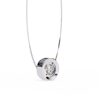 0.30 CT Round Lab-Grown Diamond Halo Disc Necklace in 14K Gold & Platinum