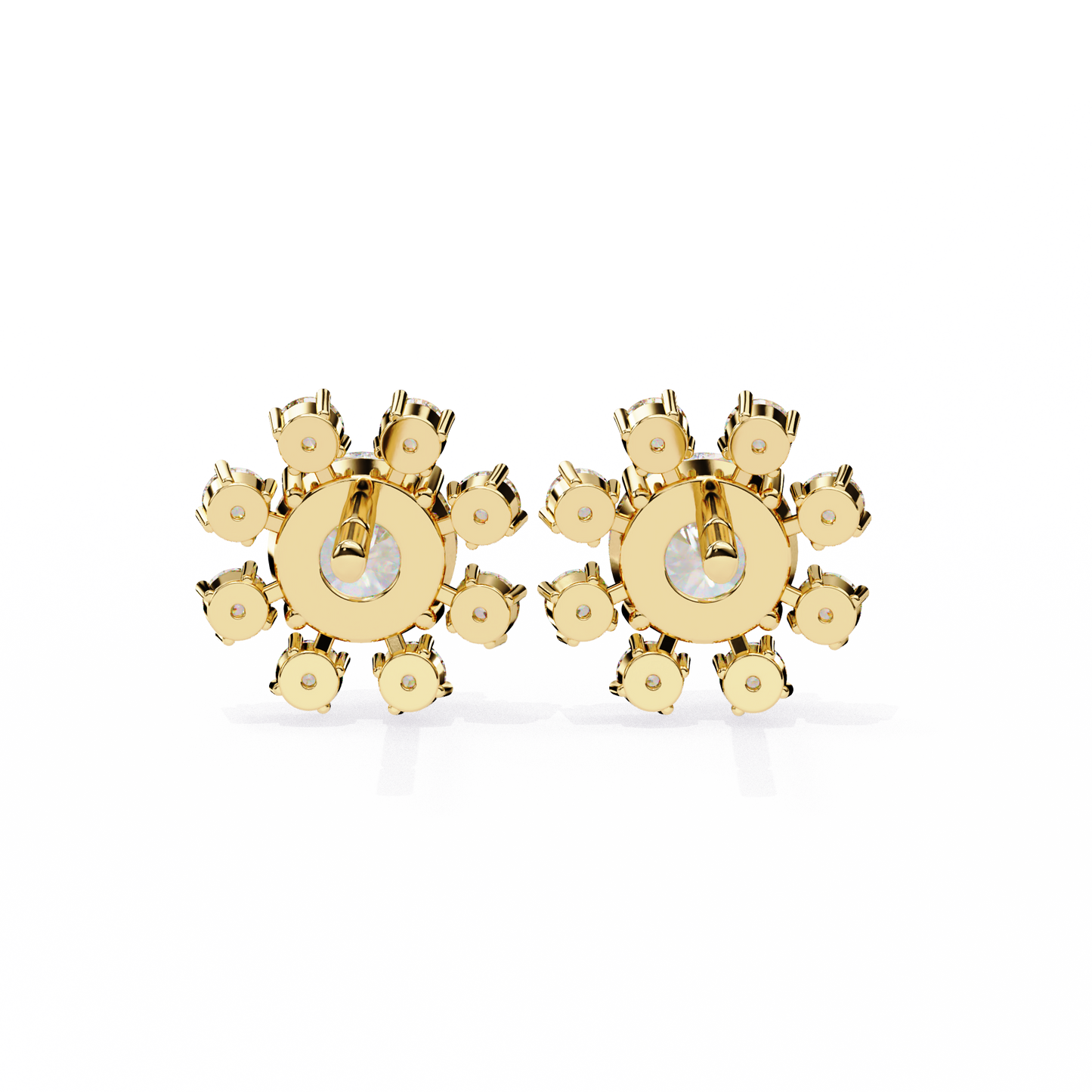 1.22 CTW Round Lab-Grown Diamond Floral Halo Stud Earrings in 14K Gold