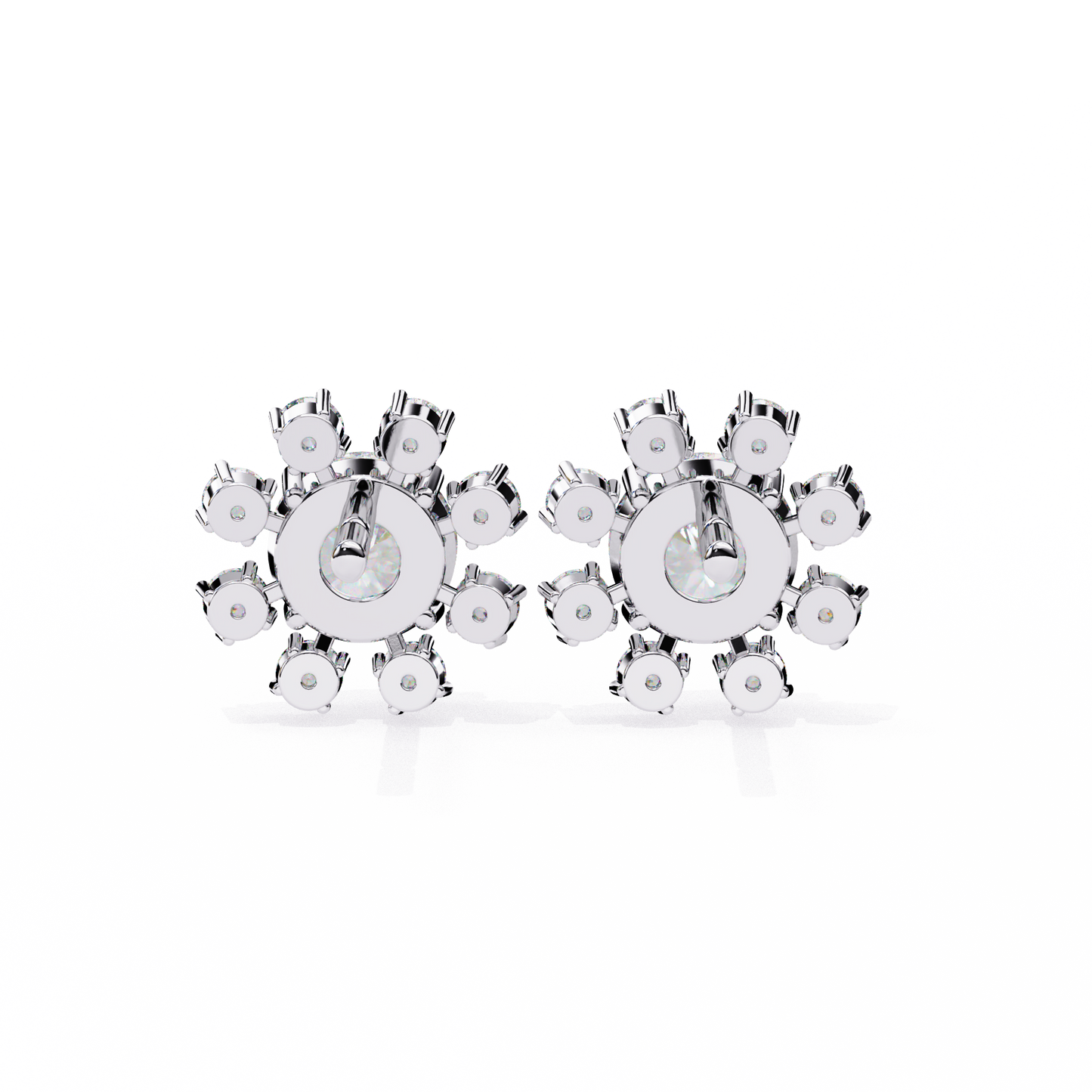 1.22 CTW Round Lab-Grown Diamond Floral Halo Stud Earrings in 14K Gold