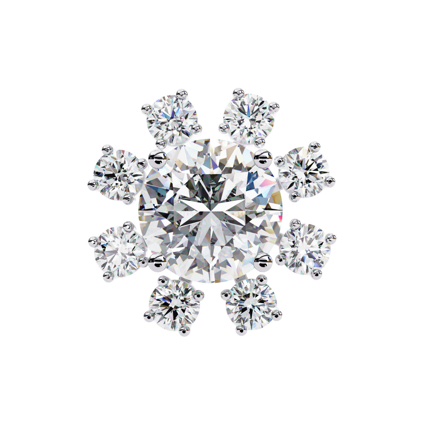 1.22 CTW Round Lab-Grown Diamond Floral Halo Stud Earrings in 14K Gold