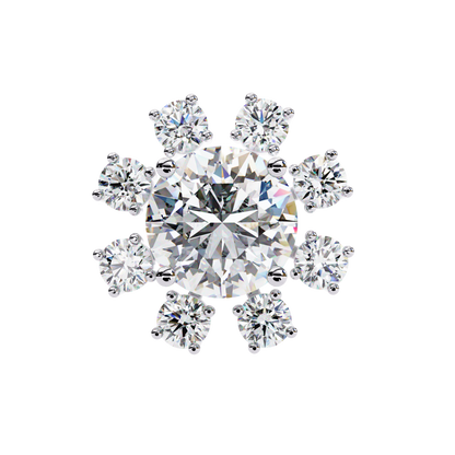 1.22 CTW Round Lab-Grown Diamond Floral Halo Stud Earrings in 14K Gold