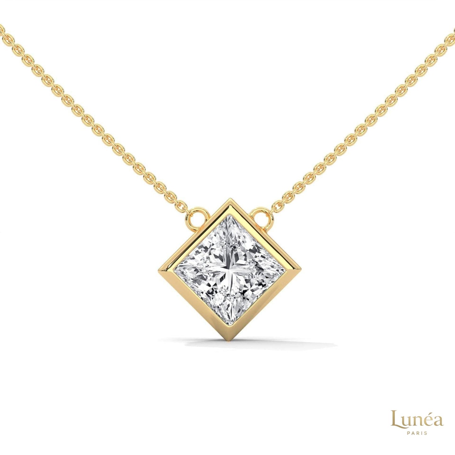 2CT. Bezel Princess Lab Diamond Pendant