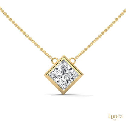2CT. Bezel Princess Lab Diamond Pendant