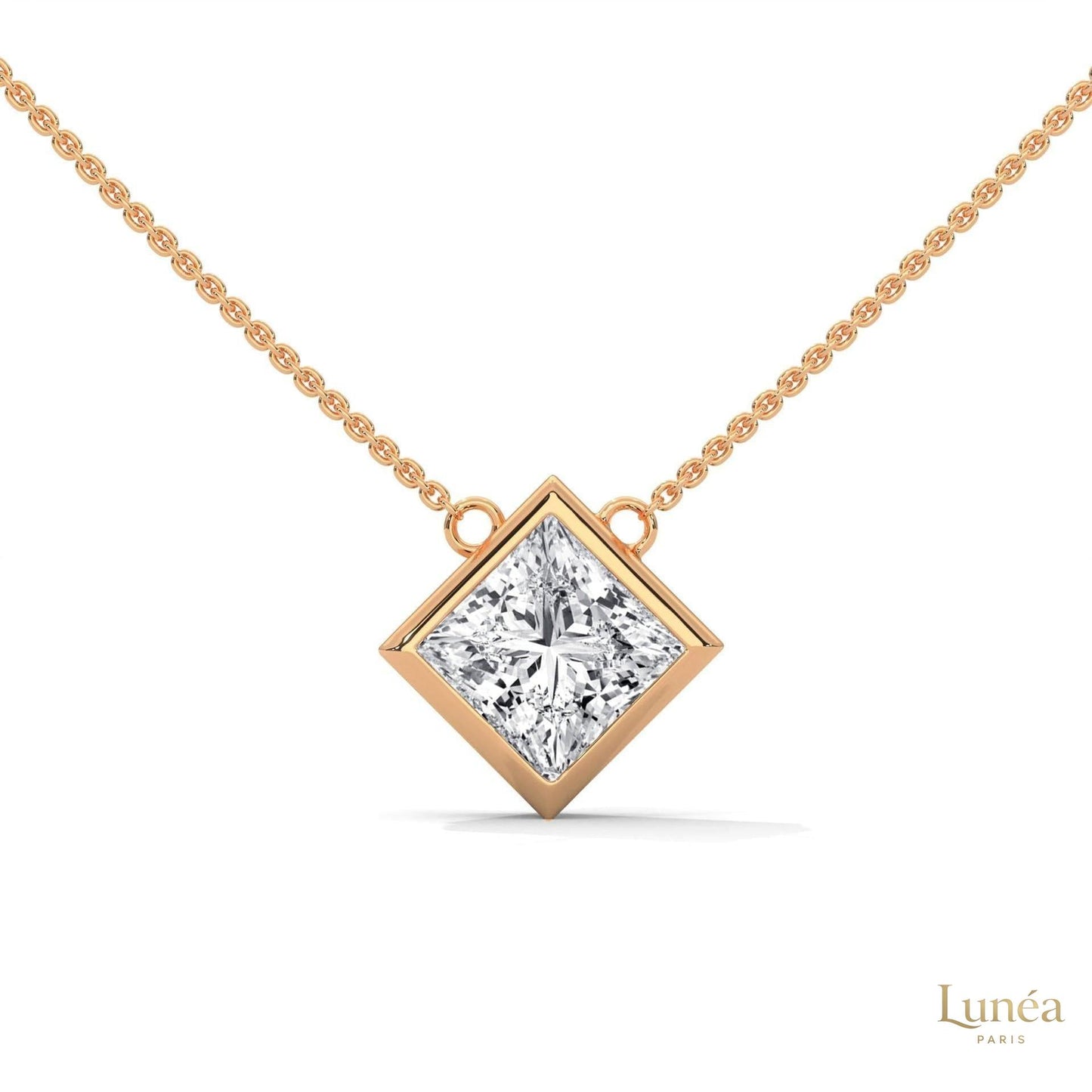 2CT. Bezel Princess Lab Diamond Pendant