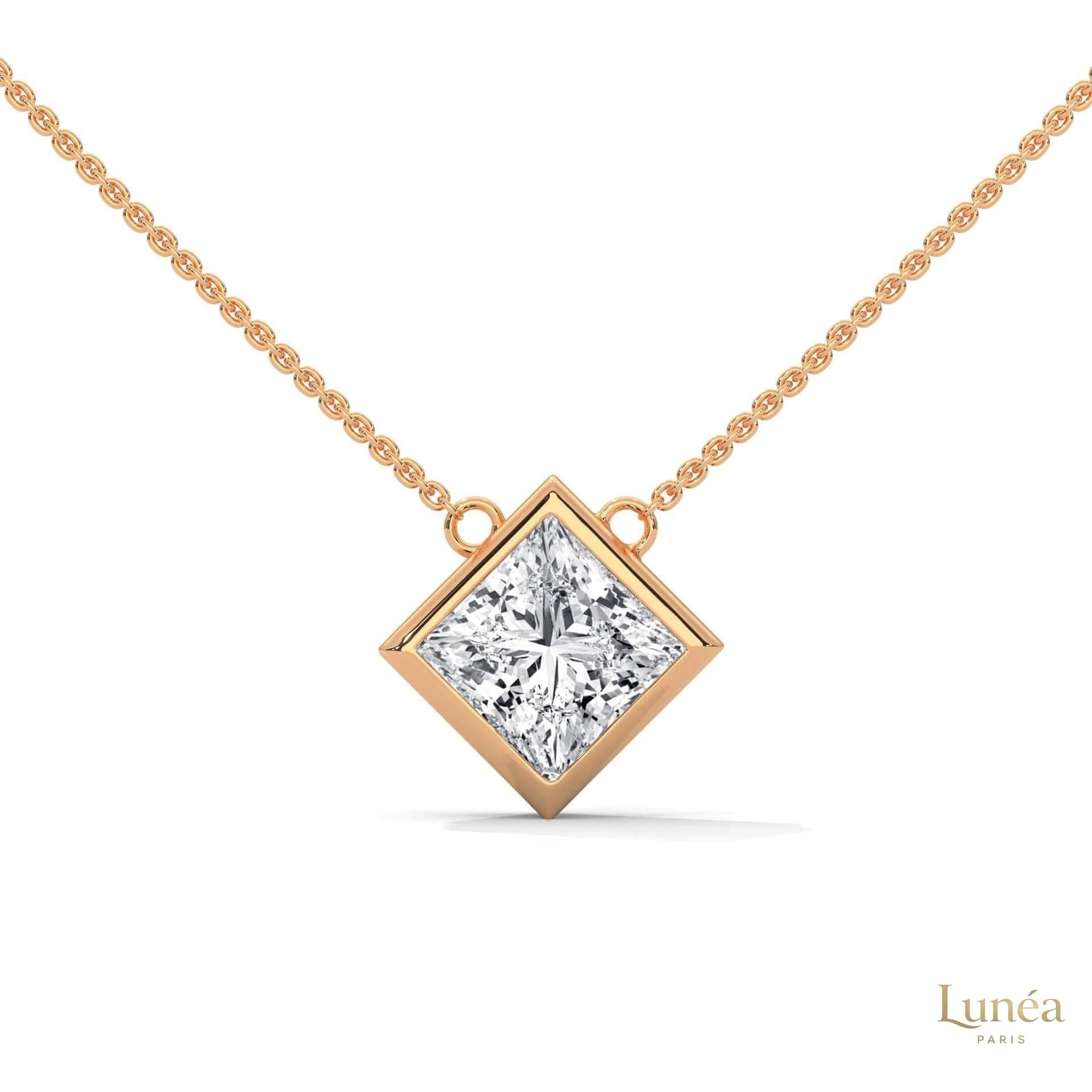 2CT. Bezel Princess Lab Diamond Pendant