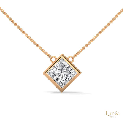 2CT. Bezel Princess Lab Diamond Pendant