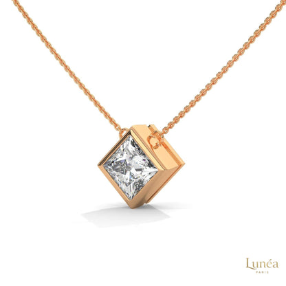 2CT. Bezel Princess Lab Diamond Pendant